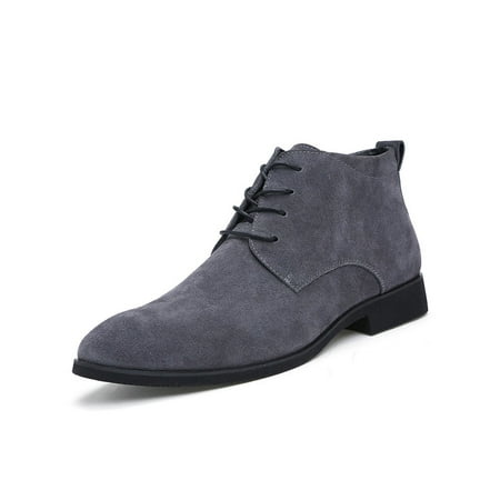 

Gomelly Mens Dress Bootie Lace Up Ankle Boot Plush Lined Chukka Boots Comfort Winter Shoes Work Driving Booties Gray 6