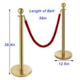 thumbnail image 3 of PreAsion 2Pcs Construction Velvet Rope 2 Round Top Gold Color Plated Stanchion Crowd Control Barrier, 3 of 6
