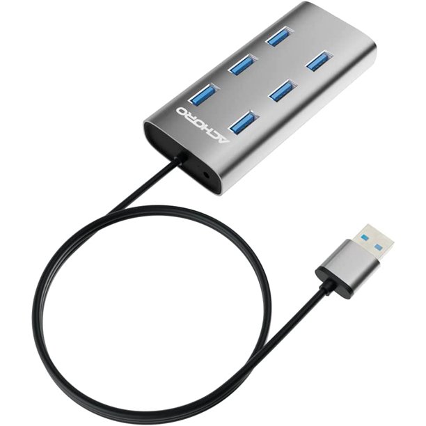 7 USB Ports Hub Aluminum Housing External USB Hub Compatible with
