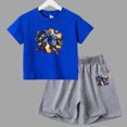 thumbnail image 3 of Conjunto de 2 piezas de camiseta y pantalones cortos informales para niños y adolescentes, de algodón, de manga corta, para verano, 3 of 5
