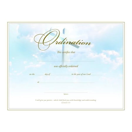 Ordination Certificate - Premium Stock, Foil Embossed (Pk of 6)