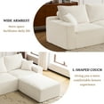thumbnail image 5 of 110" Modular Sectional Sofa with 1100LBS Bearing, Full-Compression L-Shaped Sofa with Deep Seat and Ottoman, 3-Seater Corduroy Cloud Couch for Living Room, Beige, 5 of 7