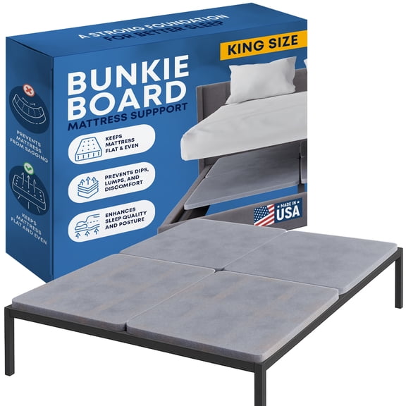 Continental Sleep, Premium 38mm Split Wood Bunkie Board for King Size Bed, 4-Piece Under Mattress Support Board, Fabric Ventilation Cover, Replaces Wooden Slats or Box Spring for Bed Frames