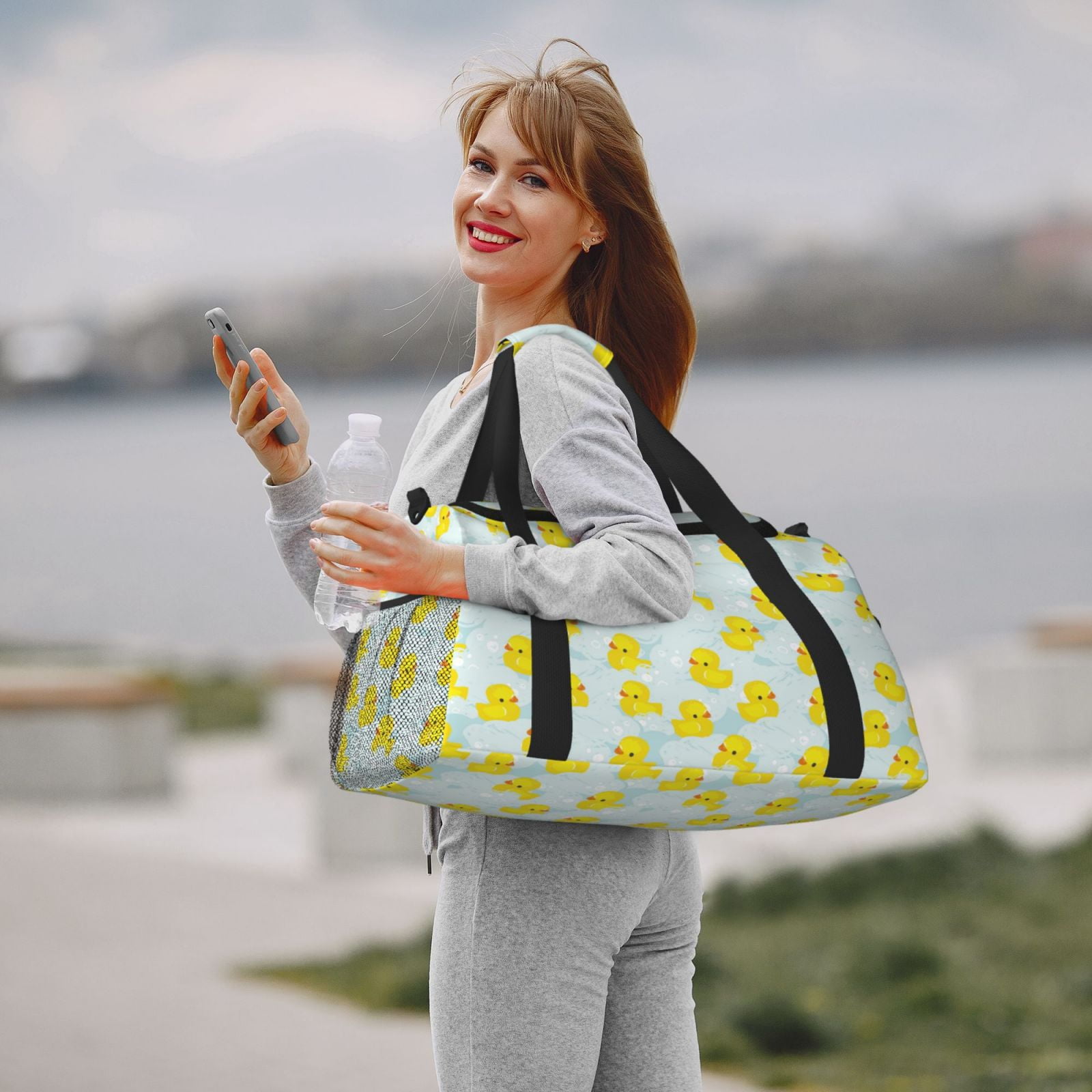 Fuzoiu cute rubber duck Print Travel Duffle Bag,Carry On Tote Bags,Duffel Bag,Sport Gym Bag, Hospital Bag for Labor and Delivery, Overnight Bag,Luggage Bag