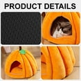 thumbnail image 4 of Pumpkin Cat Bed,Cute Cat Bed for Indoor Cats, Pumpkin Style Cat Cave Bed Pet Tent Cat House with Removable Cushion Pillow, Soft Semi-Closed Pumpkin Shape Pet Bed (Green, 17.7 * 17.7 * 14), 4 of 7