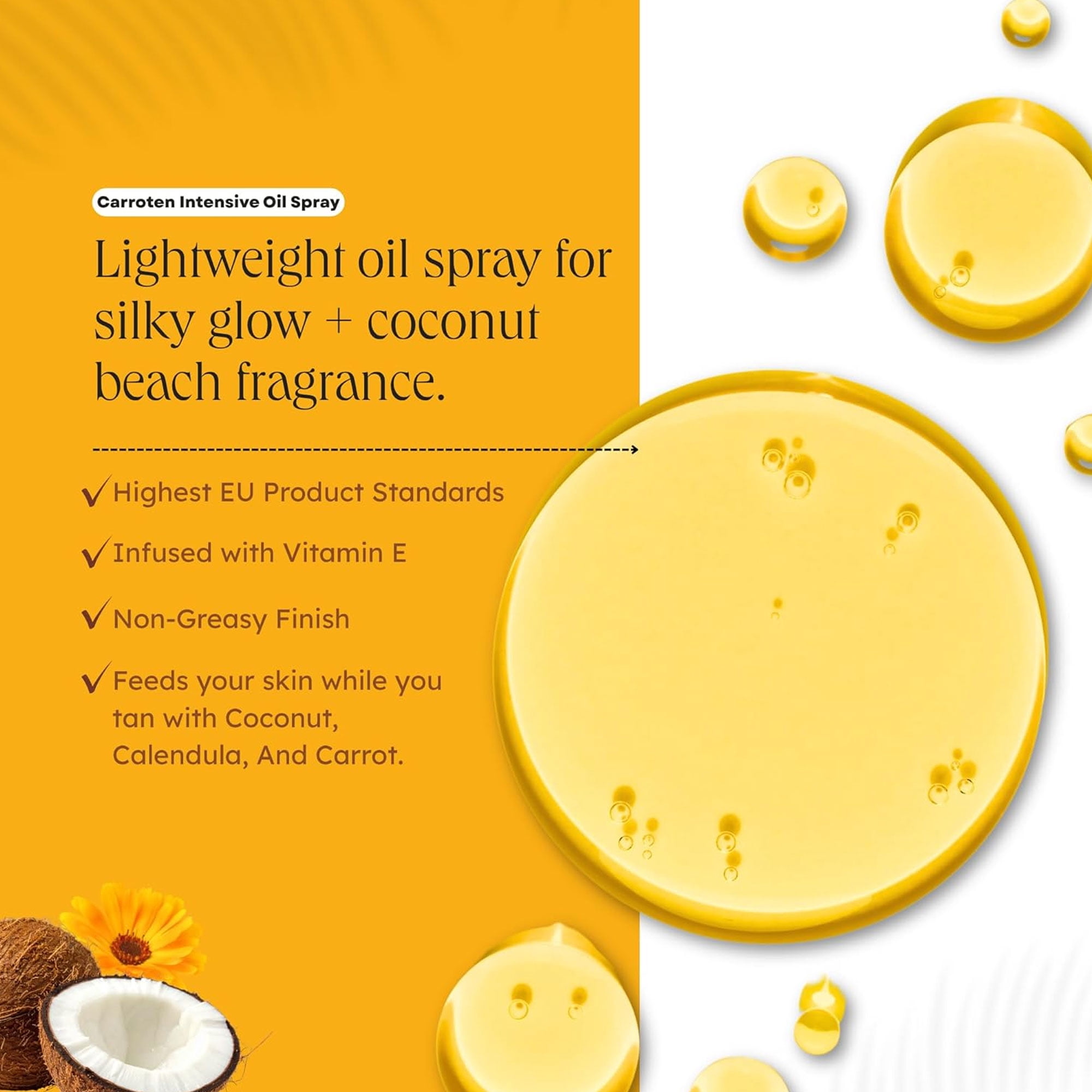 Carroten Intensive Tanning Oil Spray | Browning Tan Accelerator | Vitamin E and Carrot & Coconut Oils | Water-Resistant, Silky Hydration | Coconut Fragrance | Made in Greece | 6.7 oz