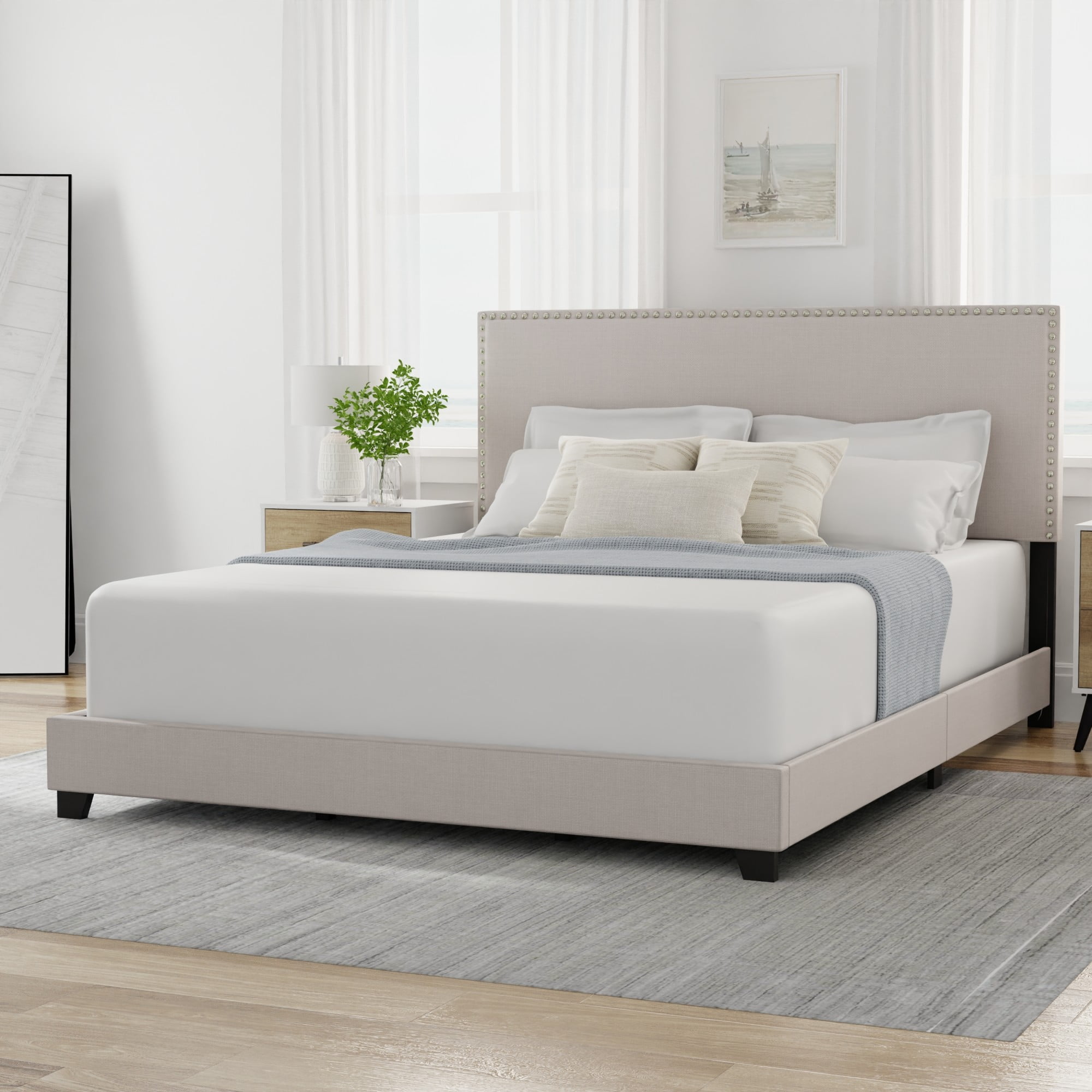 Hillsdale willow nailhead trim upholstered bed deals