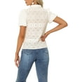thumbnail image 3 of INSPIRE CHIC Women's Lace Tops Short Sleeve Lace Eyelet Button Down Blouse XS Beige, 3 of 6