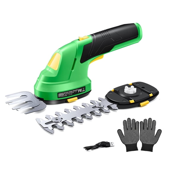 Saker 7.2V Cordless Hedge Trimmer with Battery and Charger, 2-in-1 Electric Grass Shear for Garden, Yard and Lawn