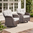 thumbnail image 2 of OPOHORO Outdoor Glider Chairs Set of 2, Brown Wicker Patio Furniture Swivel Rockers with T Shape-Back Cushions and 5" Thick Foam, Ideal for Porch and Yard, Beige, 2 of 11