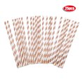 thumbnail image 1 of Vasos de papel a rayas de oro rosa, pajitas, vajilla desechable, suministros para decoración de fiesta de cumpleaños(#1), 1 of 8