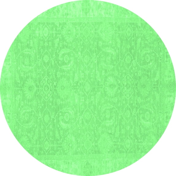 Ahgly Company Indoor Round Oriental Emerald Green Traditional Area Rugs, 4' Round