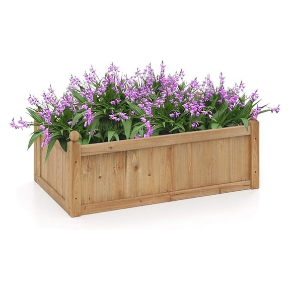 Wood Raised Garden Bed, 46” x 24” x 16” Rectangular Flower Box w/Drainage Holes for Growing Vegetables, Flowers, , Outdoor Planter Box for Backyard Garden Lawn