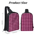 thumbnail image 2 of Chest Bag Dual Pocket 11.8×7.7×2.4in Waterproof Double-Pocket Large Capacity With No Inner Pouch Pockets And Double Drawstrings Magenta Houndstooth_4, 2 of 8