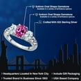 thumbnail image 2 of Gem Stone King 925 Sterling Silver Pink Created Sapphire and Sky Blue Aquamarine Filigree Style 3 Stone Ring for Women (2.65 Cttw, Oval 8X6MM and 6X4MM) (Size 9), 2 of 6