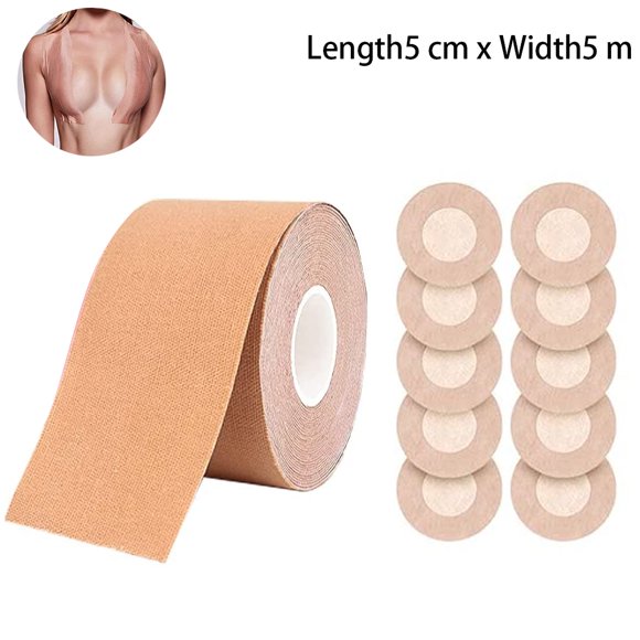 1 pcs Sticky Bra Set - Boob Tape, Breast Lift Tape, and Disposable Round Nipple Covers for Women - Push-Up Adhesive Bra