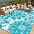 thumbnail image 3 of Findosom 9'x12' Outdoor Rug Patios Rug Waterproof RV Outdoor Rug Camping Rugs Reversible Plastic Straw Rug Large Outdoor Mat Outdoor Area Rug for Camping,Balcony Apartment,Patio,Picnic,Beach Green, 3 of 9