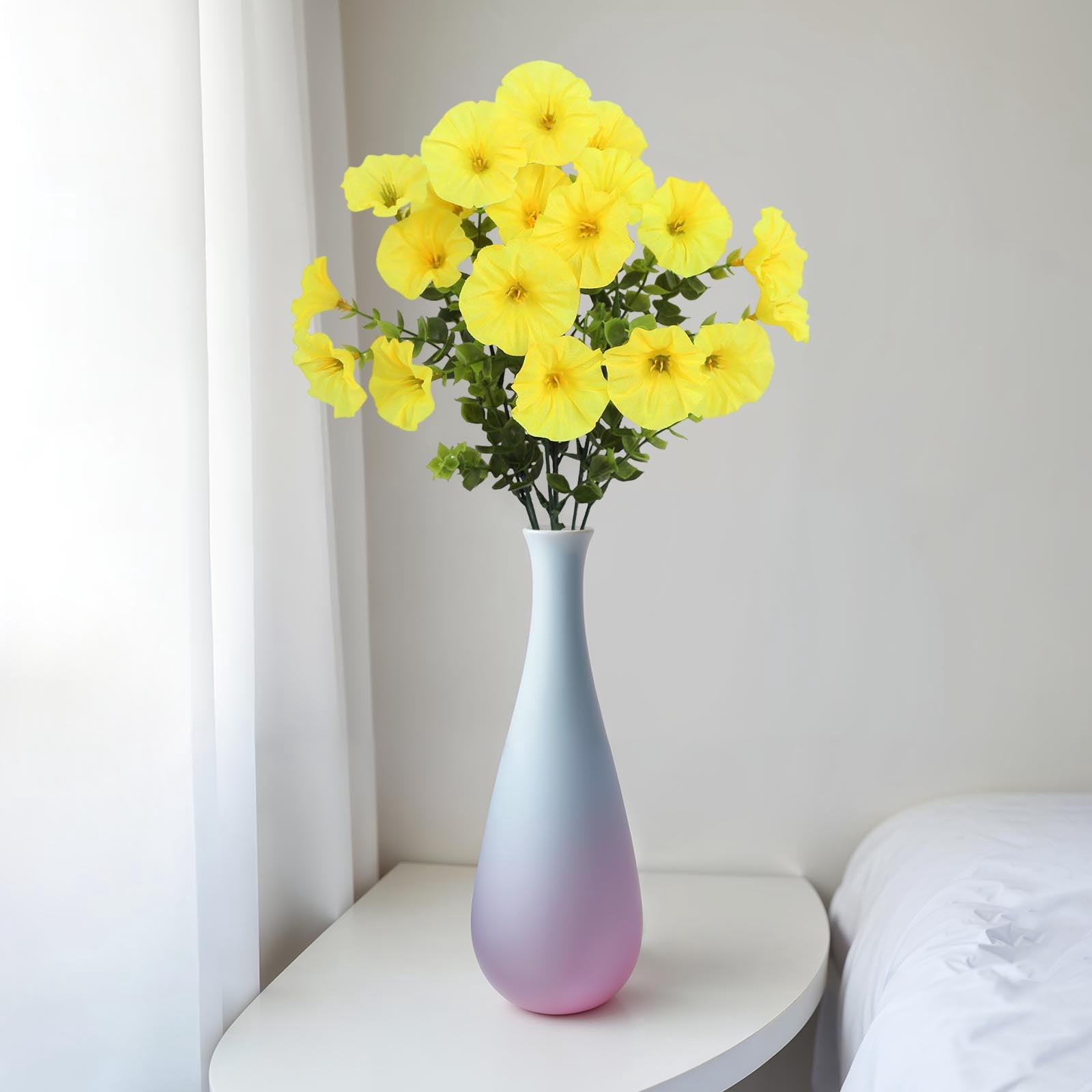 Outdoor Artificial Flowers Realistic, QQZ Weather Resistant Fake Flowers for Garden Decor, 6PC Silk Morning Glory Arrangements Patio Decorations