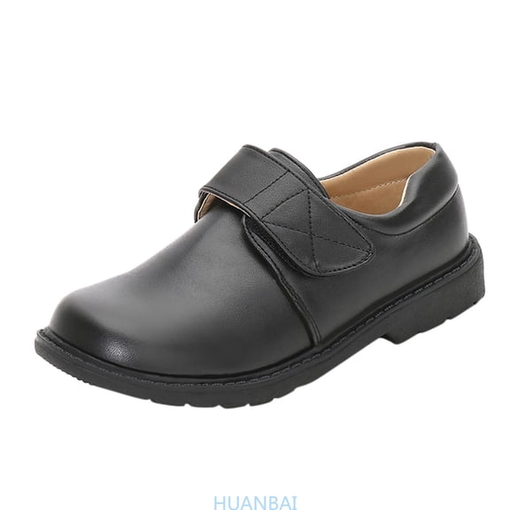HUANBAI Boys Shoes Boots Thick Bottom Student Dress Shoes Performance Shoes Solid Color Comfortable ,(13.5-14 Years Black) Size ,5