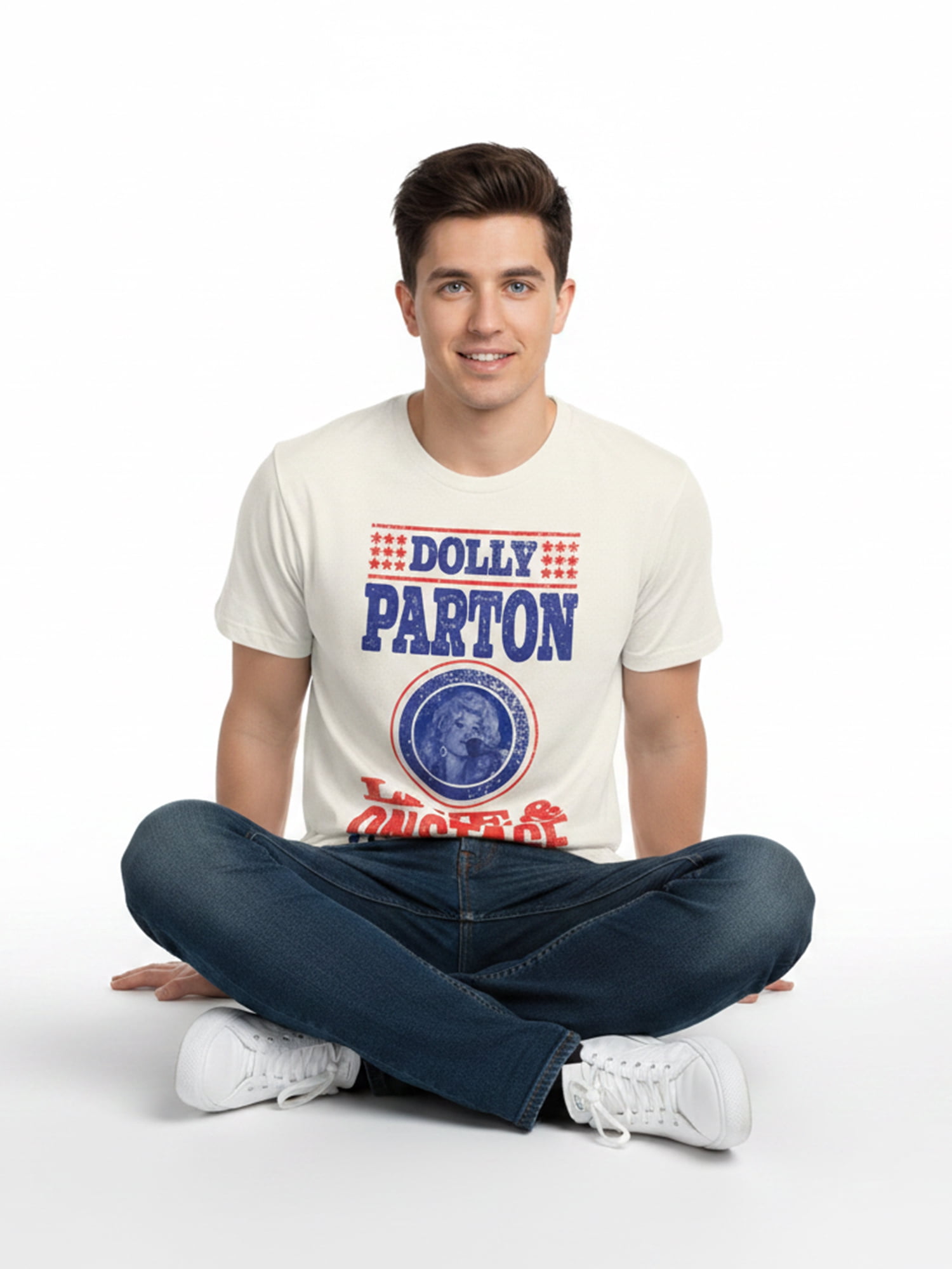 Dolly Parton Men’s Graphic Short Sleeve Tee, Live and Onstage, Sizes S–3XL