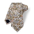 thumbnail image 6 of Cotton Floral Tie for Men 2.5" Printed Skinny Beige Necktie Pocket Square Tie Clip Set Flower Wedding Party Groom Brown, 6 of 6