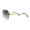 thumbnail image 6 of Oversize Luxury Hip Hop Gangster Swagger Rimless Racer Shield Sunglasses [Gold - Smoke], 6 of 7