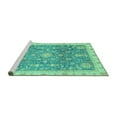 thumbnail image 2 of Ahgly Company Machine Washable Indoor Round Oriental Turquoise Blue Modern Area Rugs, 8' Round, 2 of 4
