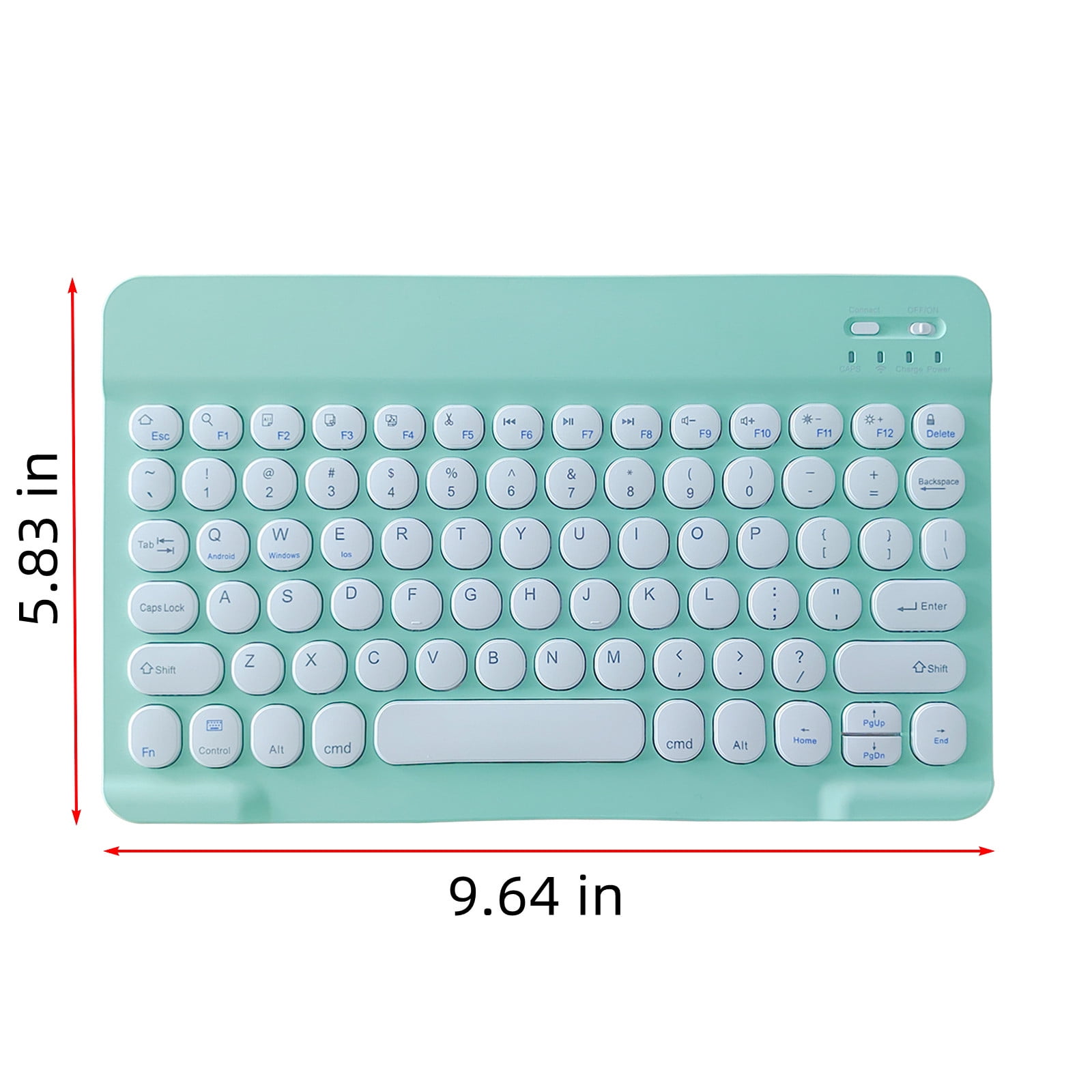 Bluetooth Keyboard, Round Keycap Color Backplane Portable Wireless Keyboard for PC Tablet, Rechargeable