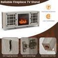 thumbnail image 7 of Giantex Electric Fireplace TV Stand, TV Console w/Adjustable Flame & Shelves, Farmhouse Media Entertainment Center, Natural, 7 of 7