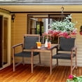 thumbnail image 3 of Patiojoy Patio Rattan Loveseat Acacia Wood Bench w/Table & Umbrella Hole Rustic Brown, 3 of 6