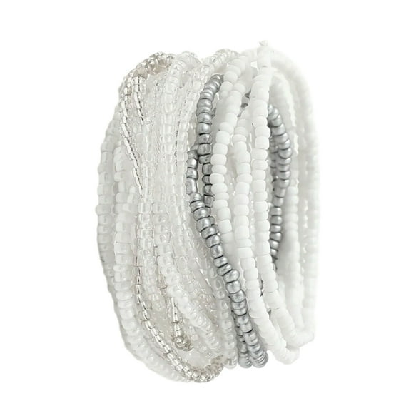 Pack of 20 White Beaded Bracelets for Beach Vacation Fashionable Wrist Chain