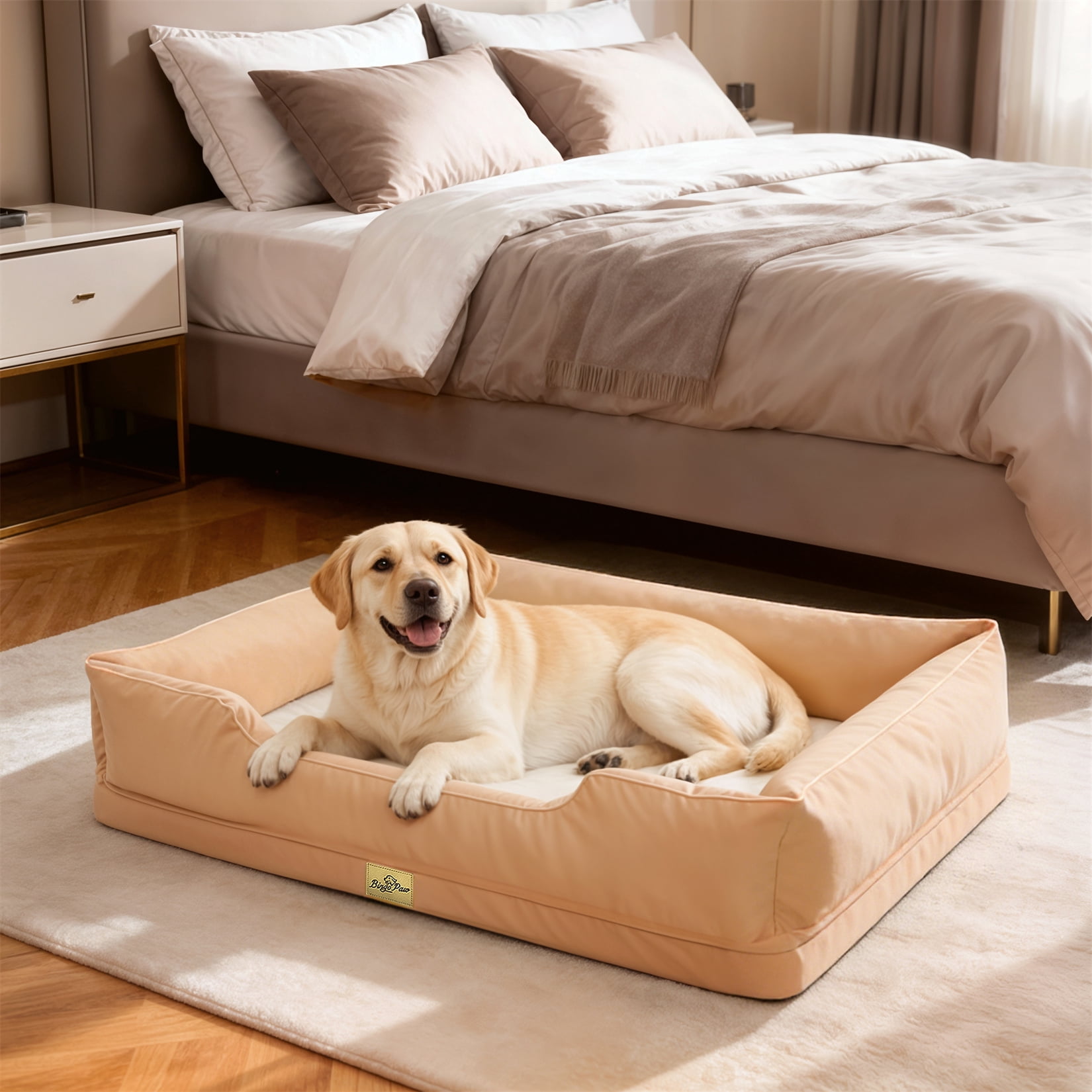 Orthopedic Dog Bed Sofa Bed with Bolster Pet Couch Lounger Bed Waterproof with Washable Removable Cover XXL