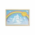 thumbnail image 1 of Nautical Wall Art with Frame, Sailing Ship in the Sky Under Rainbow Circle Surreal Sun Happiness, Printed Fabric Poster for Bathroom Living Room, 35" x 23", Multicolor, by Ambesonne, 1 of 2