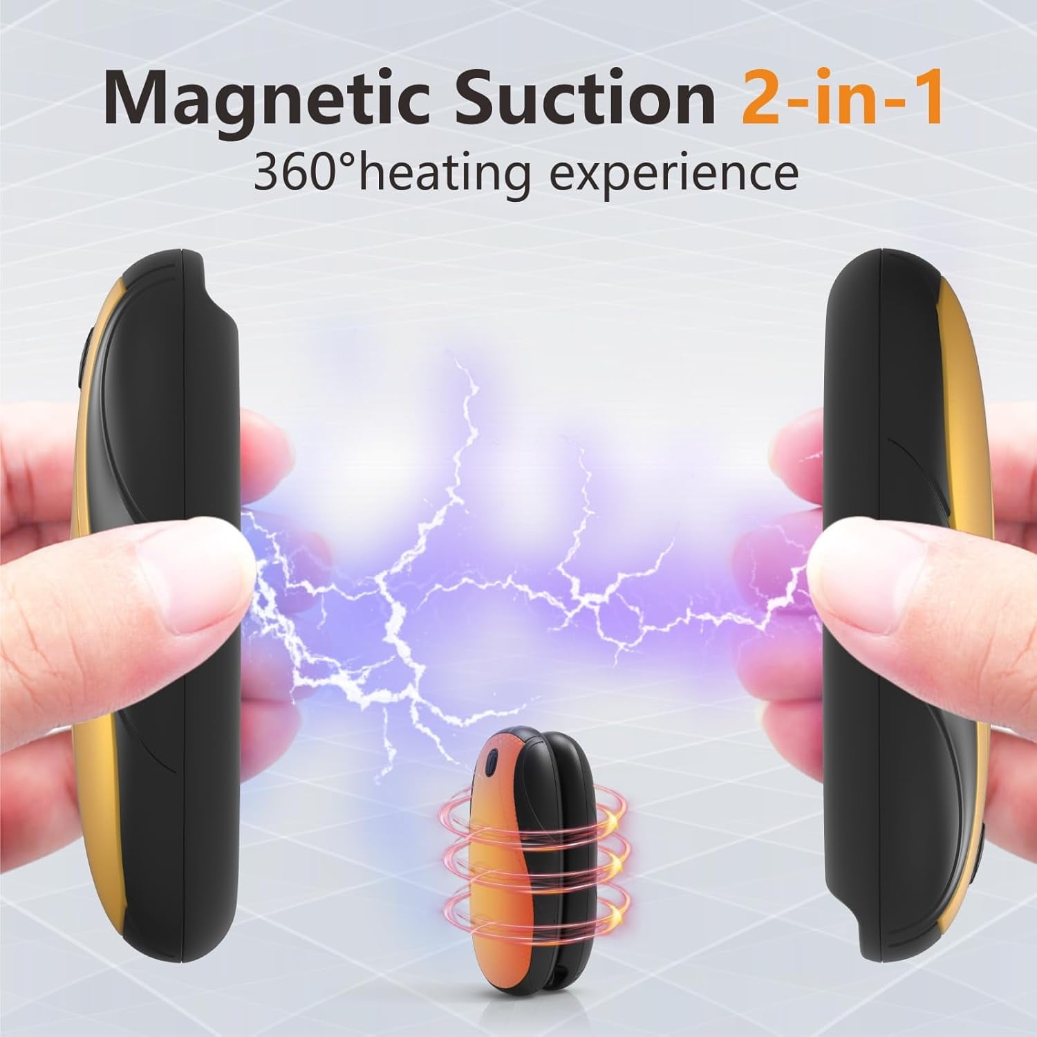 Hand Warmers Rechargeable 2 Pack, 14000mAh Electric Hand Warmers with Charging Case, Quick Charge Portable Heater,Gifts for Christmas, Winter, Outdoor, Camping, Hunting Accessories, Orange