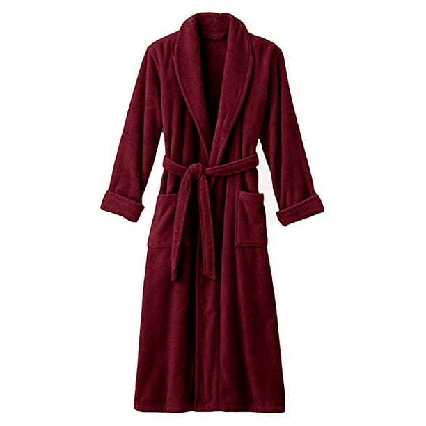 Spa & Resort Hotel Luxury Reserve Burgundy Terry Velour Bathrobe For