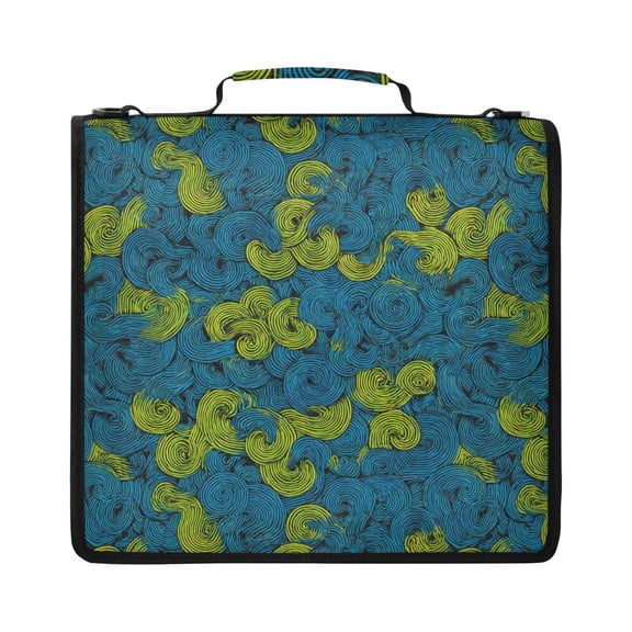 Zipper Binder with Shoulder Strap 2 inch 3 Ring Waterproof File Folder Organizer Bag 500 Sheet Swirling Short Lines Pattern