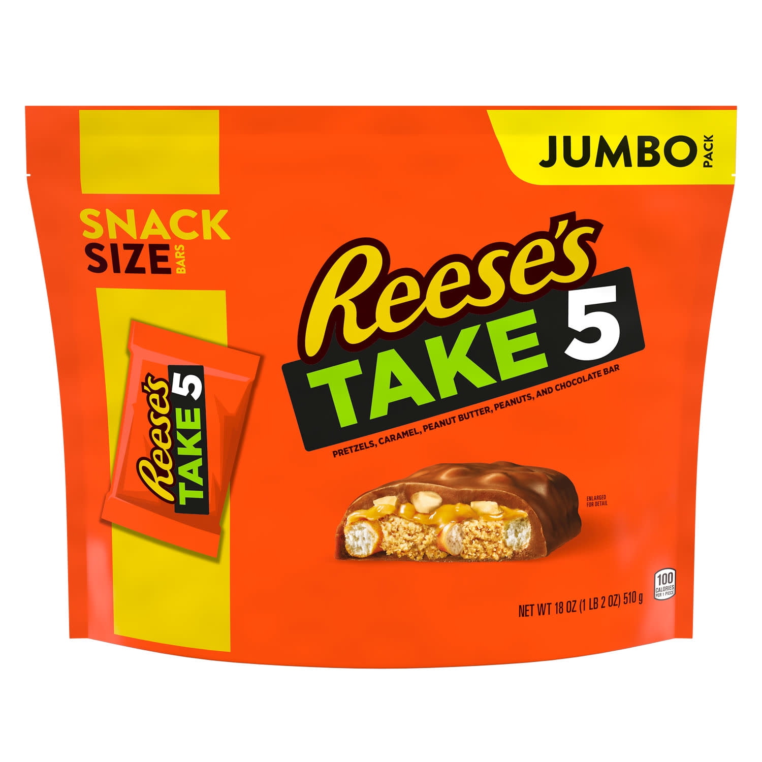 Reese's Take 5 Pretzel, Peanut and Chocolate Snack Size Candy, Jumbo Pack 18 oz