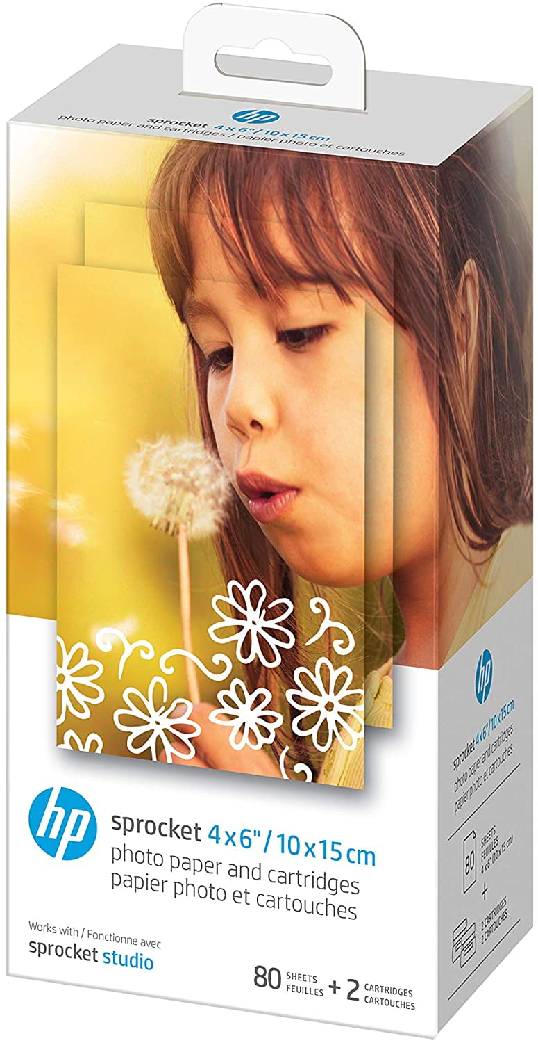 Hp Sprocket Studio 4 X 6 Photo Paper And Cartridges 80 Sheets 2 Cartridges Walmart Com