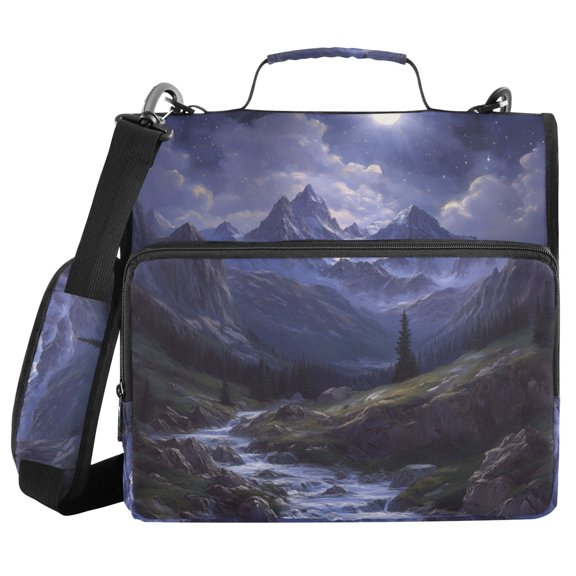 FORMRS Zipper Binder with Shoulder Strap 2-inch Ring 500 Sheet Capacity File Bag, Moonlight Mountain