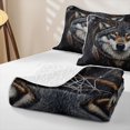 thumbnail image 4 of Manfei Rustic Wolf Quilt King,Jungle Animal King Coverlet Set,Brown Gray Black,3-Piece, 4 of 7