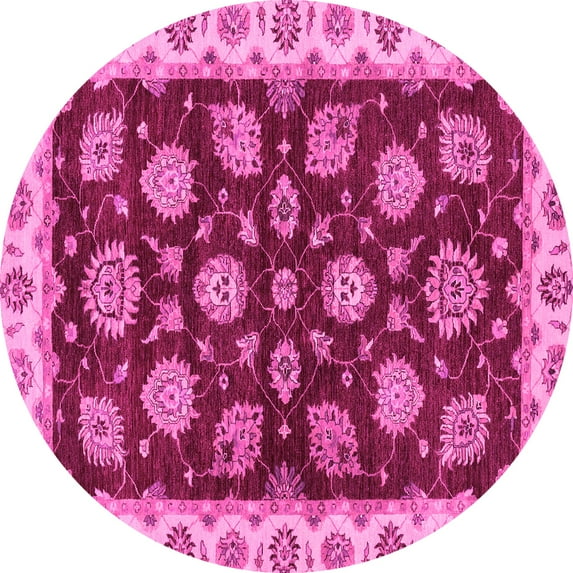 Ahgly Company Indoor Round Oriental Pink Traditional Area Rugs, 7' Round