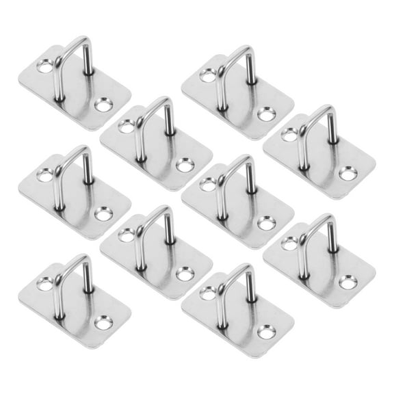 unbranded 10 Pcs Heavy Duty Stainless Steel Eye Plate Hooks For Secure Wall And Ceiling Mounts Cabinets And Drawer