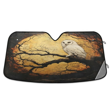 Car Sun Visor 57*31.5inch Windshield Sun Shield Car Sun Curtain Car Sun Shield Car Sun Insulation Suitable For Most Vehicles Tree Owl