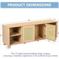 thumbnail image 4 of Highsound Boho Style TV Stand for 65 Inch TV, Entertainment Center with 2 Doors and Shelves, Rattan TV Console Media Console with Cord Holes and Solid Wood Feet for Living Room Bedroom, Oak, 4 of 7