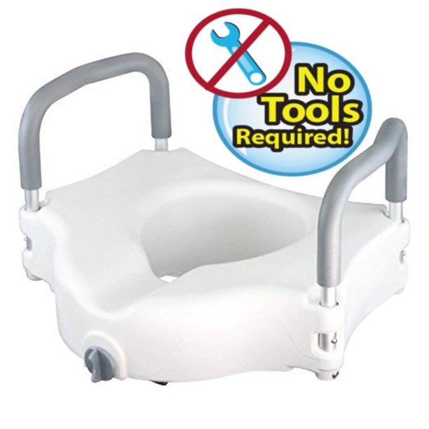 Raised Toilet Seat Portable Elevated Riser with Padded Handles