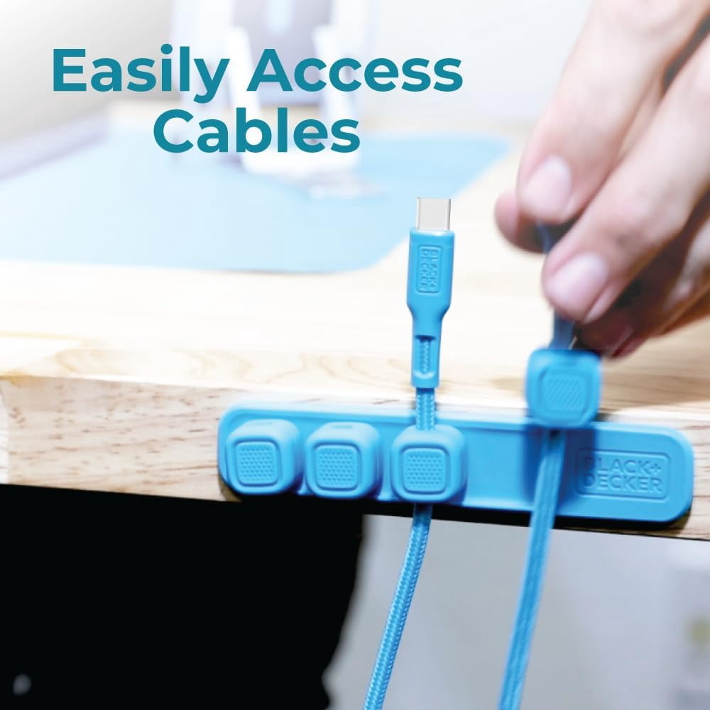 BLACK+DECKER Home Office Kit, 7 PCS Set, Desk Pad, 2-Port PD Charger, Ergonomic Mouse Pad, Phone Stand, Combo Cables, Cable Organizer, Workspace Accessories Perfect for Work-from-Home (Loch Ness)