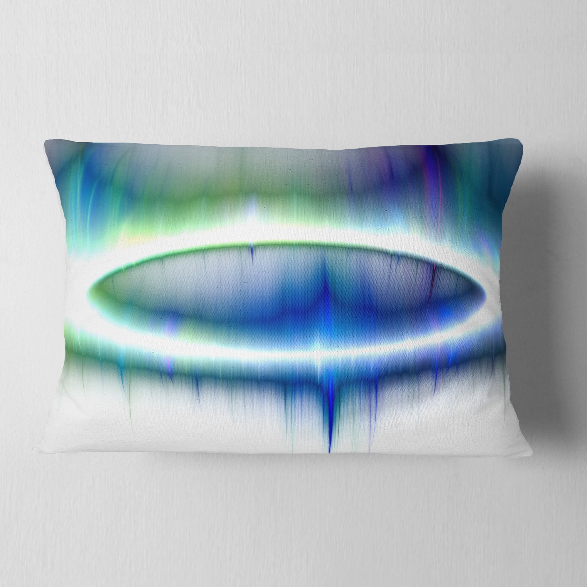 Designart Beautiful Blue Northern Lights - Abstract Throw Pillow - 12x20
