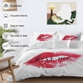 thumbnail image 3 of Kiss Me Text Lipprint Bedding Duvet Cover Set King Size 4 Pieces Retro Abstract Red Lips Bedding Set with Zipper Closure, 1 Comforter Cover 92x106 Inches 1 Flat Sheet & 2 Pillow Cases, 3 of 7