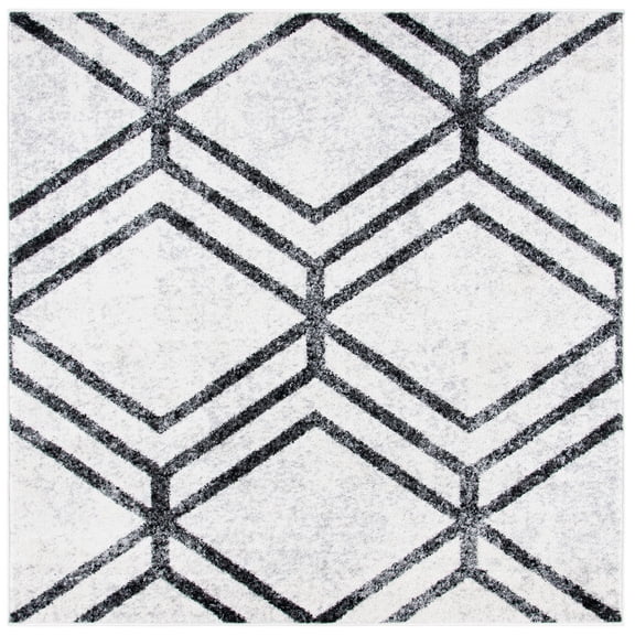 SAFAVIEH Adirondack Bailey Geometric Area Rug, Ivory/Charcoal, 4' x 4' Square