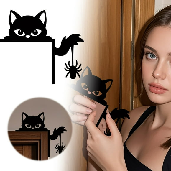 TIELUTT Halloween Door Corner Wall Sticker for Home Holiday Party Atmosphere Easy Apply Reusable Girl Room Decals for Wall Family Quotes Wall Decals Room Decorations for Girls Wall Decals 3d Name Wal